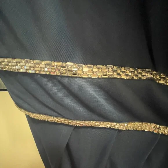 Womens R&M Richards Capelet Rhinestone Waisted Pleated Gown - Picture 14 of 16